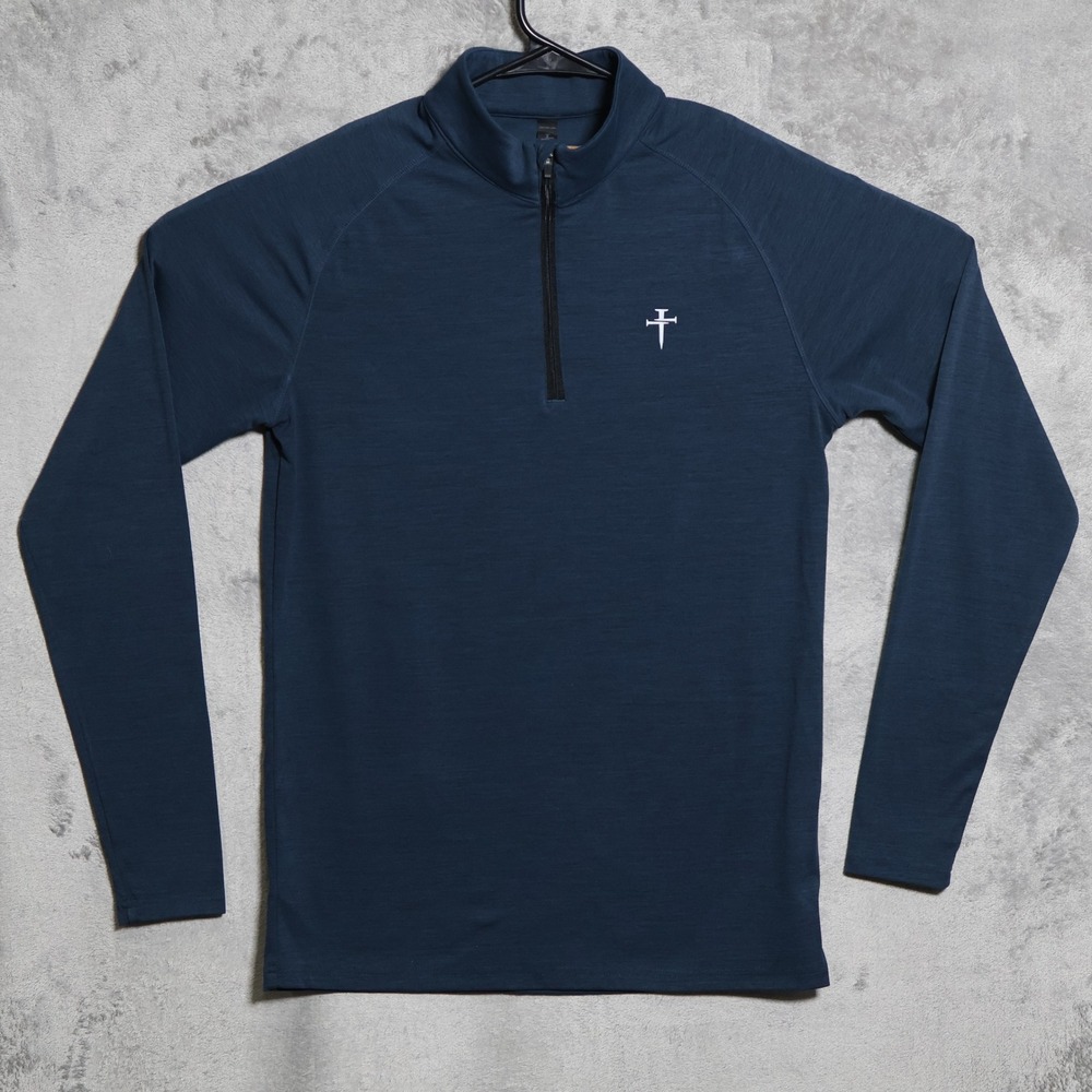 Three Nails 1/4 Zip Pullover Mens Small Blue Long Sleeve Athletic Casual Jacket